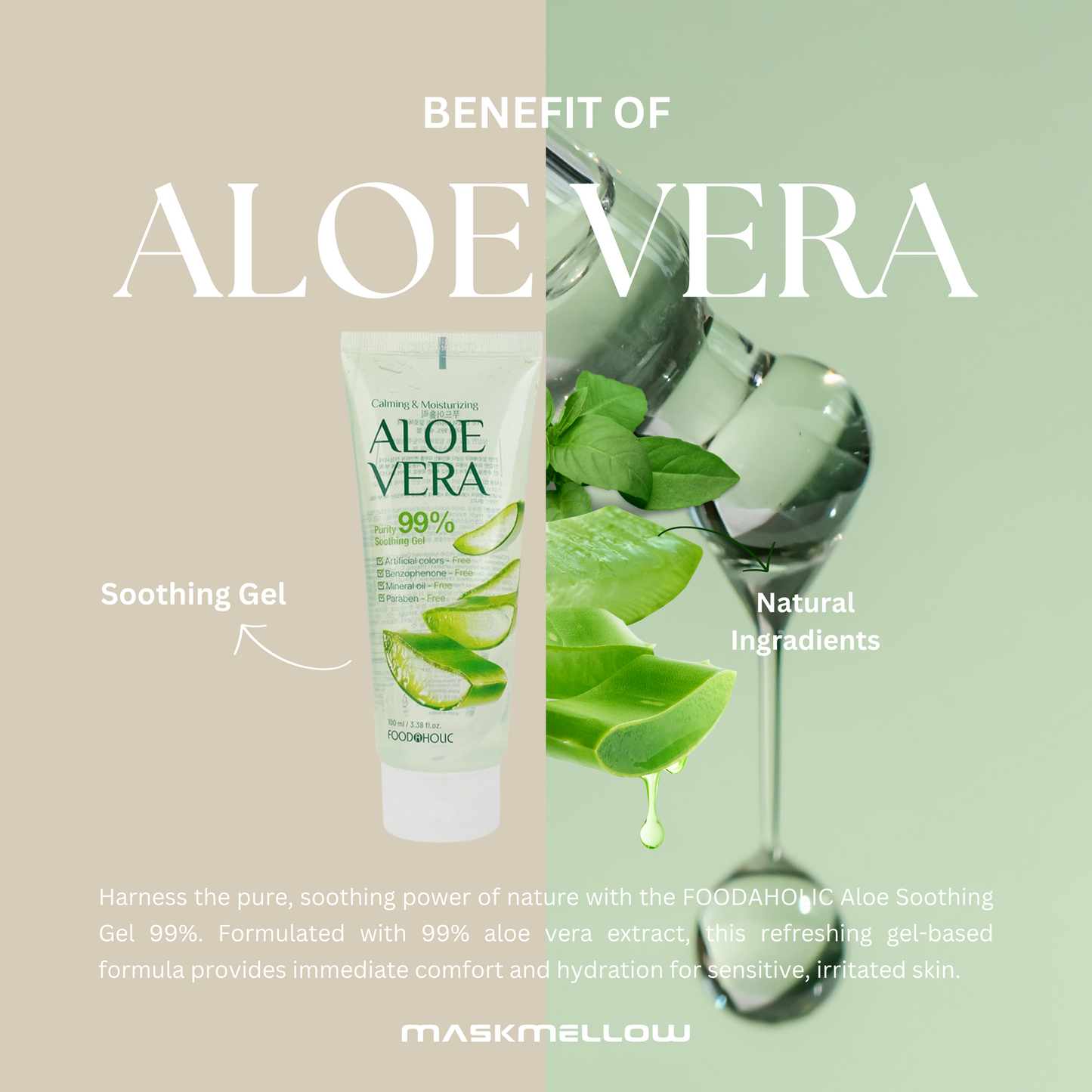 FOODAHOLIC Aloe Soothing Gel 99% 100ml (Tube)